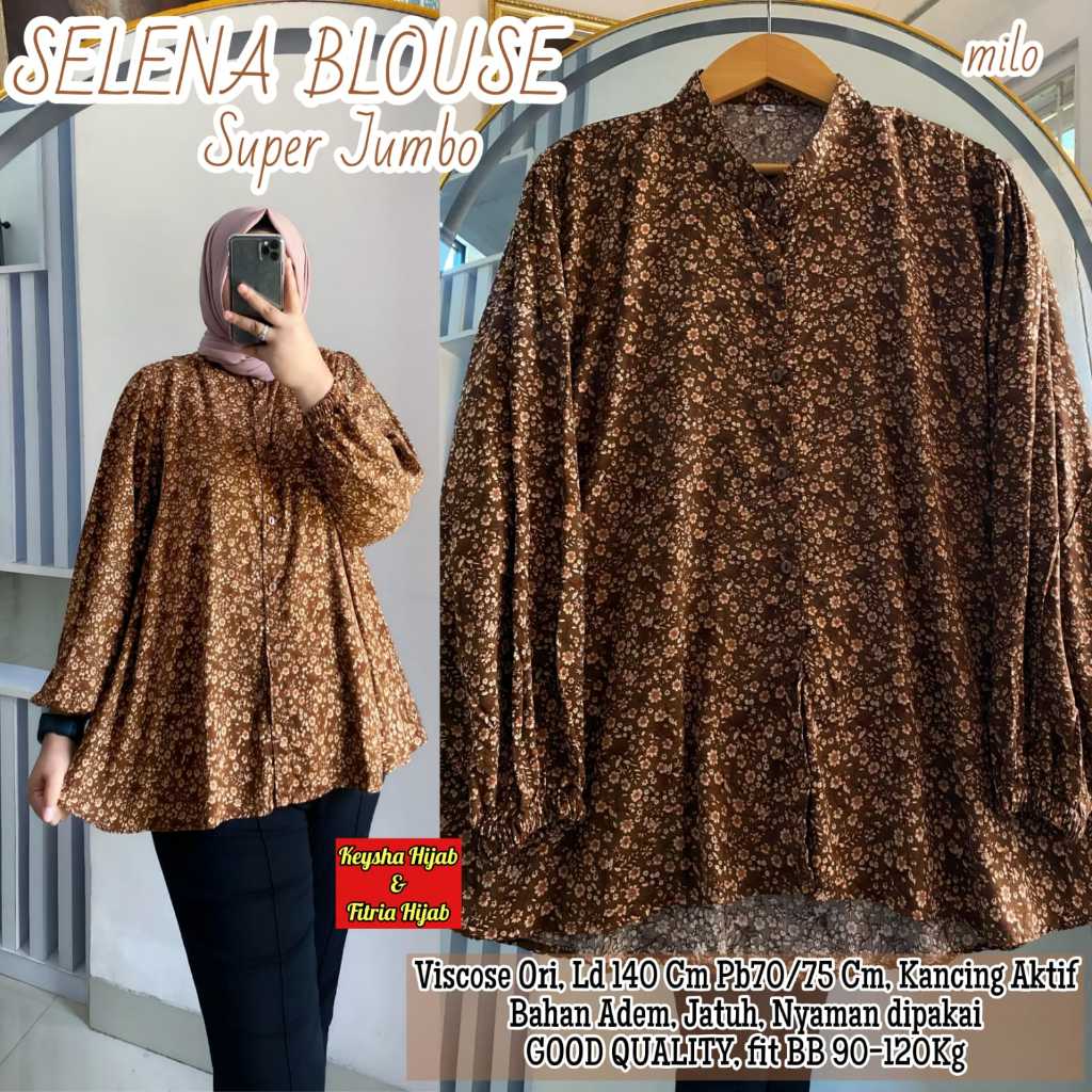 BLOUSE RAYON SUPER JUMBO LD 140 MOFIF TERBARU BAJU ATASAN WANITA LENGAN PANJANG SIZE XXXXL