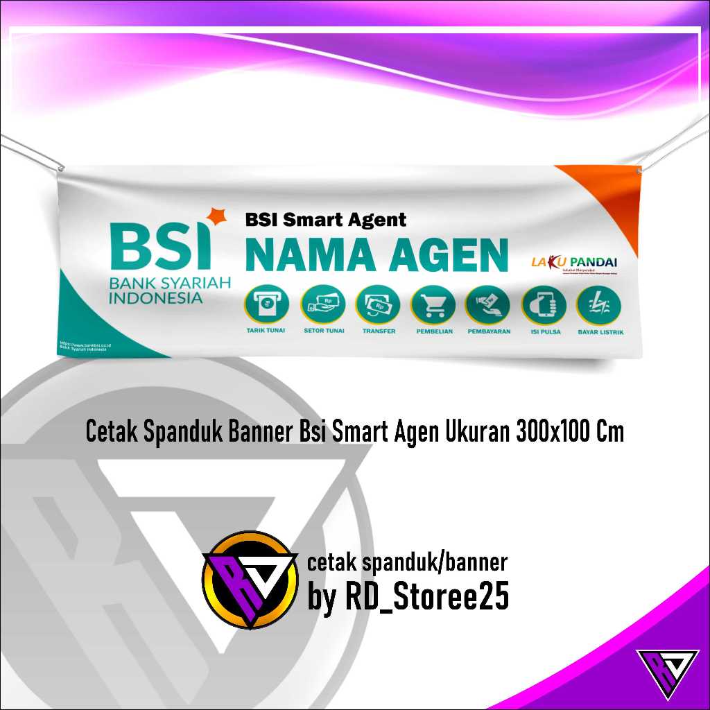 Cetak Spanduk Banner Bsi Smart Agen Ukuran 300x100 Cm