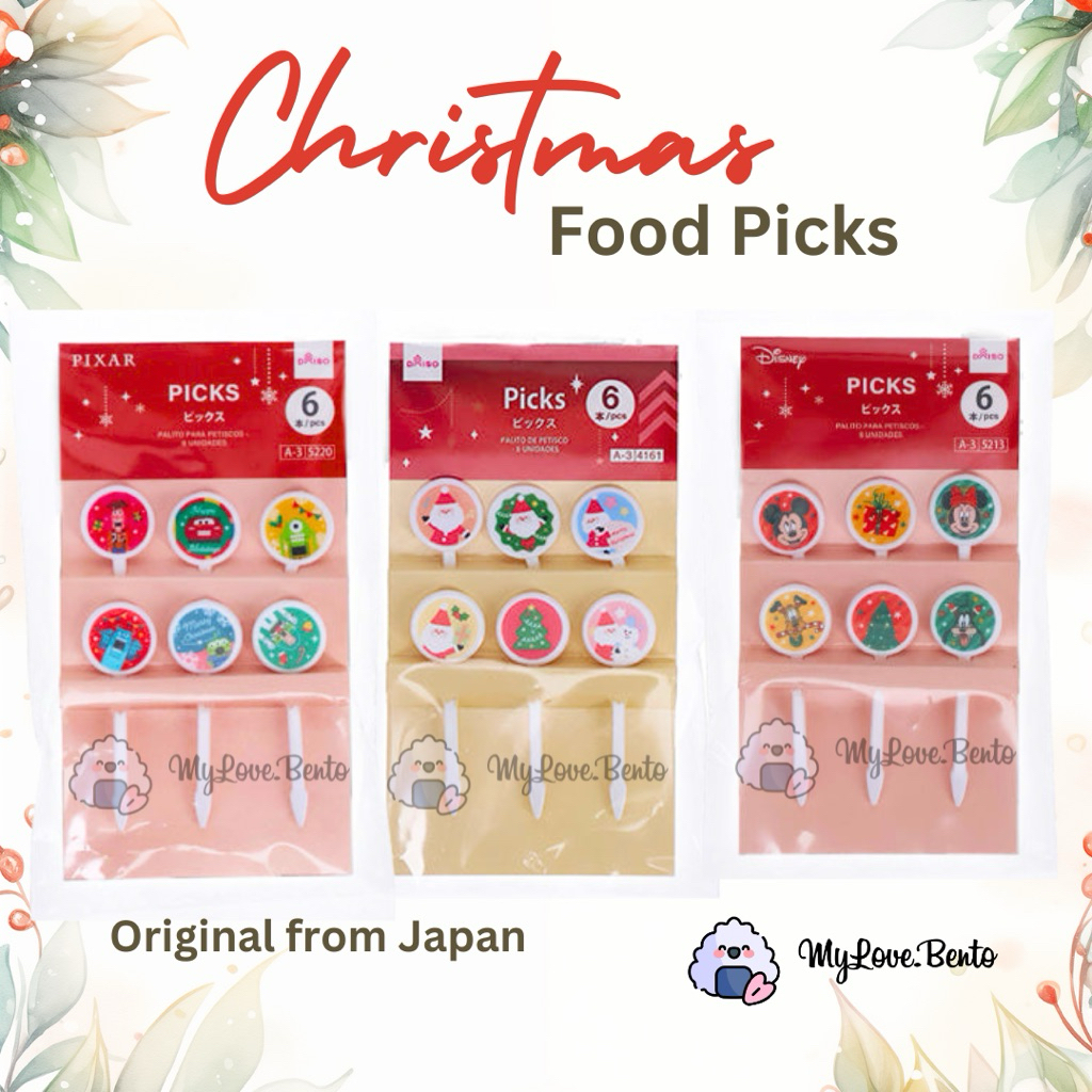 Food Picks Natal Disney Original Jepang Tusuk Bento Lucu untuk Bento & Kue