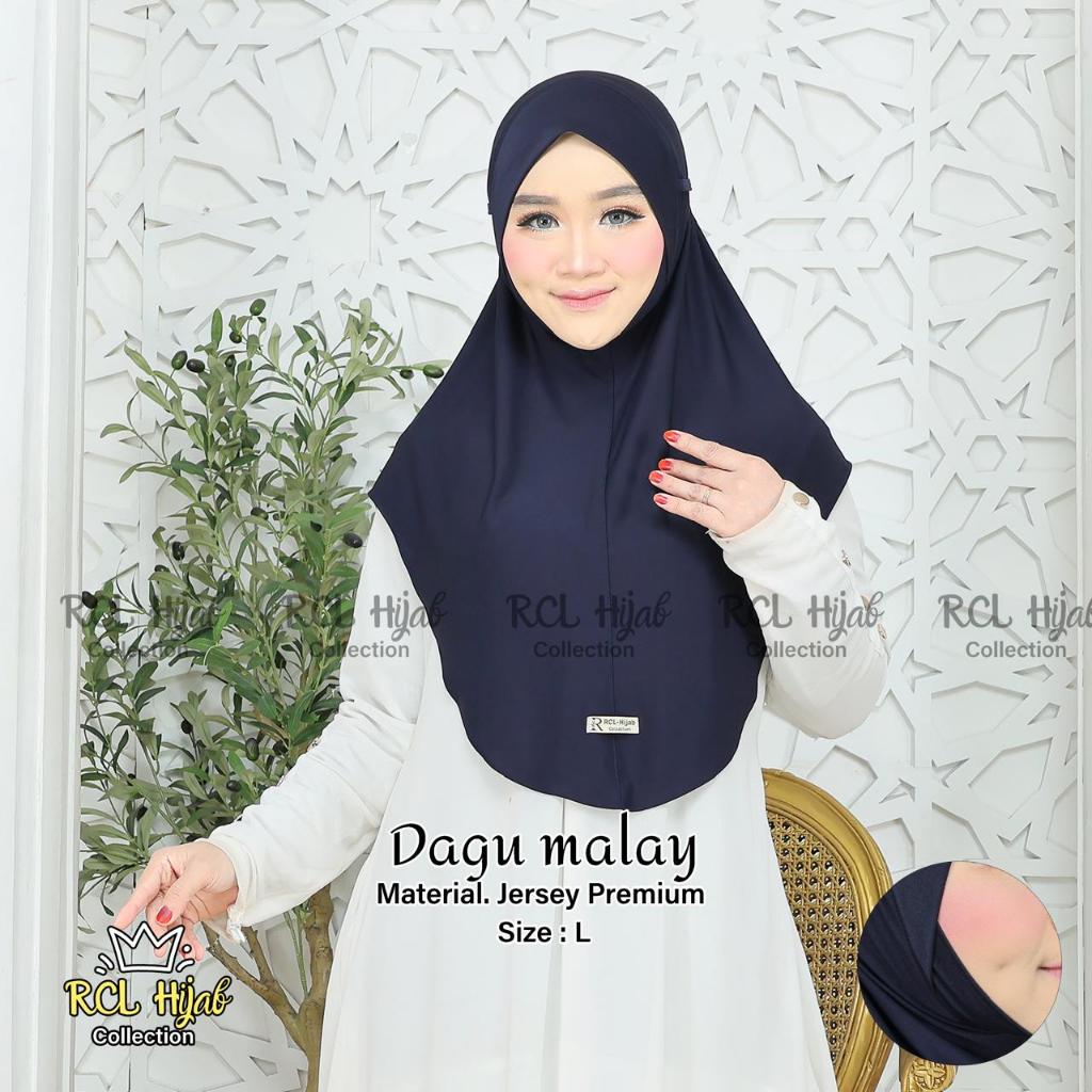 RCL Hijab -  Inara Dagu Malaysia Tali Size L | Jilbab Jumbo Jersey Premium | Khimar Dagu Instan
