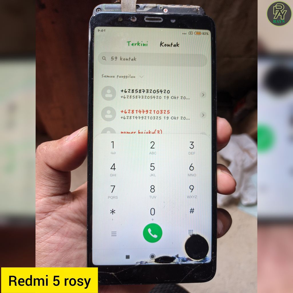 LCD plus frame hitam Xiaomi Redmi 5 rosy original copotan minus