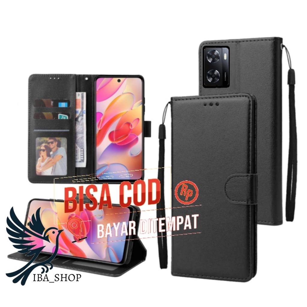 CASE HP OPPO A57 2022 - CASING DOMPET-FLIP LEATHER-SARUNG HP