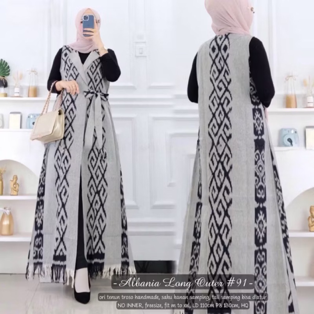 Outer Long - Albania Long Outer Tenun Etnik Wanita Jepara S-XXL by NAKULA TAYLOR