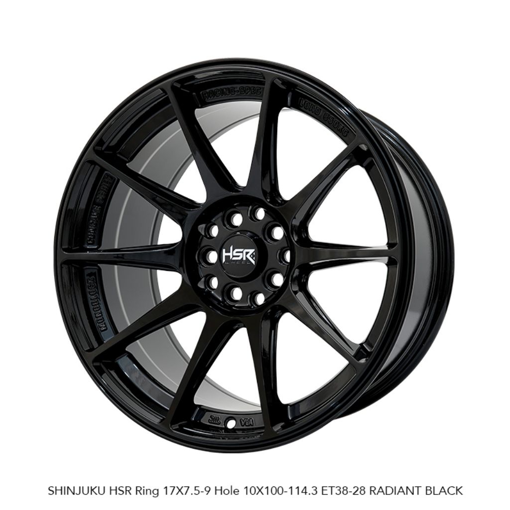 Velg Mobil Ring 17 HSR SHINJUKU R17 LEBAR 7,5/9 BAUT 5 ET38/28 BLACK