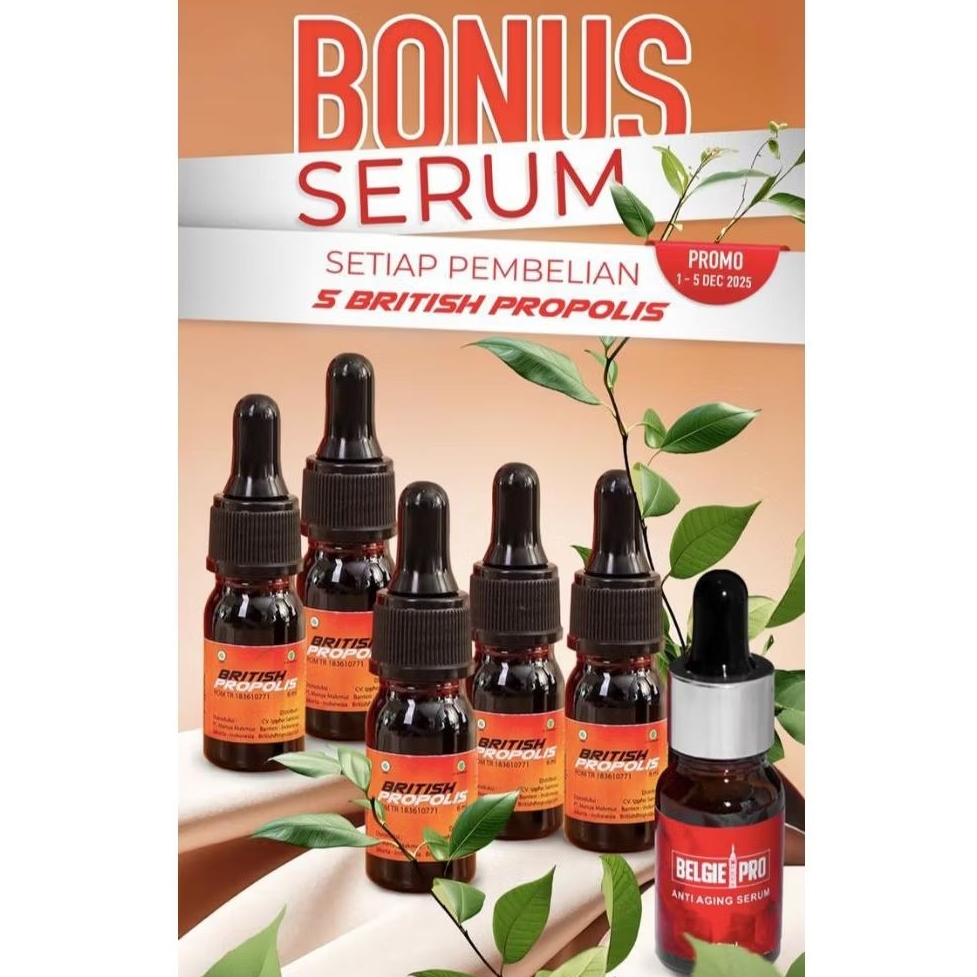 (GRATIS SERUM BELGIE Standar Eropa) BRITISH PROPOLIS 100 % ASLI,  ASAM URAT, KOLESTEROL, DIABETES SE