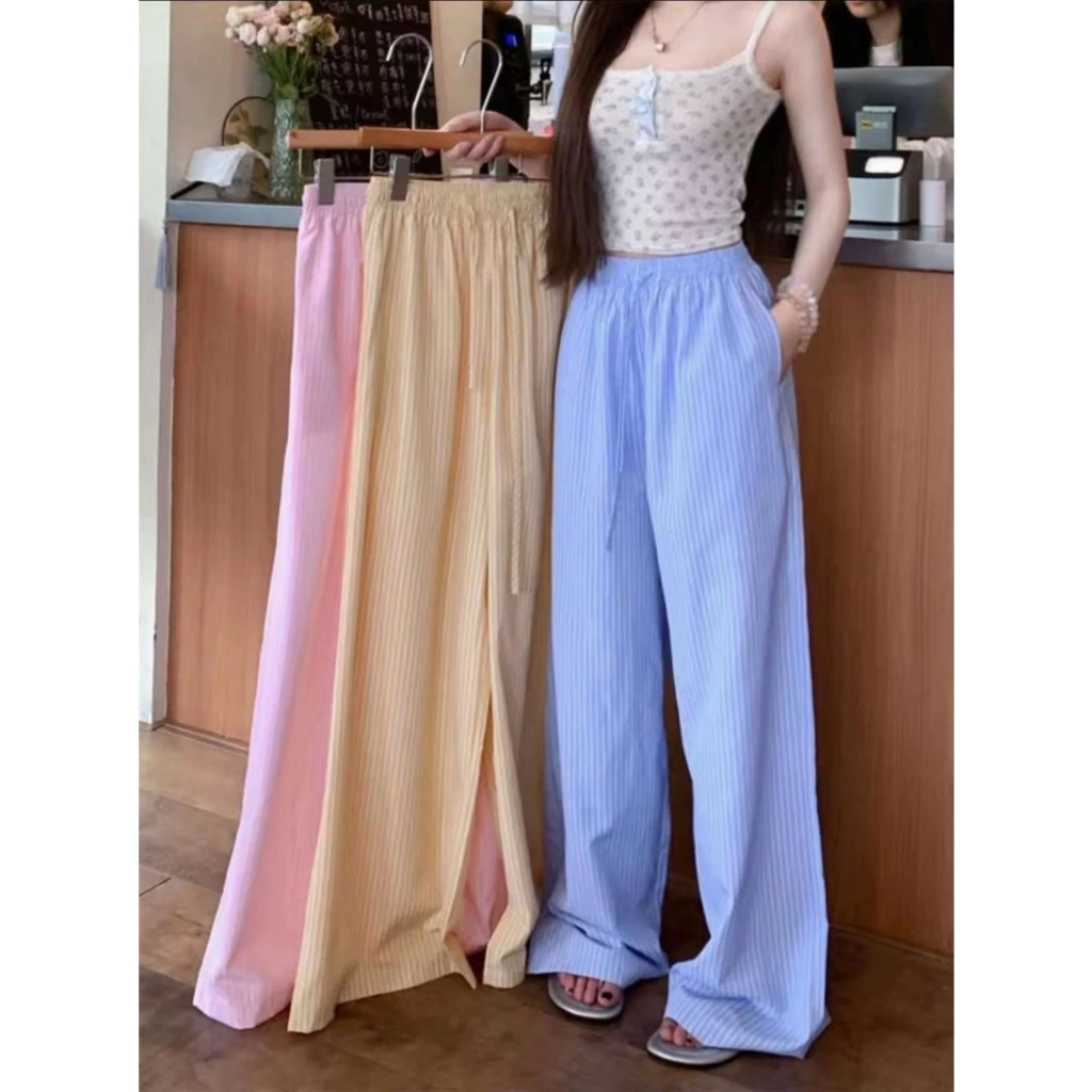 Groovy - Kulot stripe Celana Panjang Salur Celana Wanita Kantor