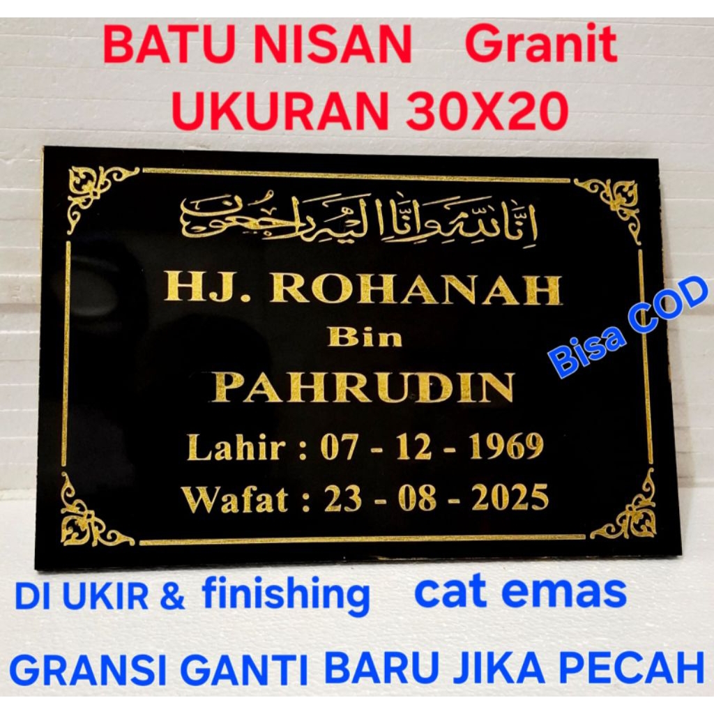 NAMA BATU NISAN KUBURAN 30X20