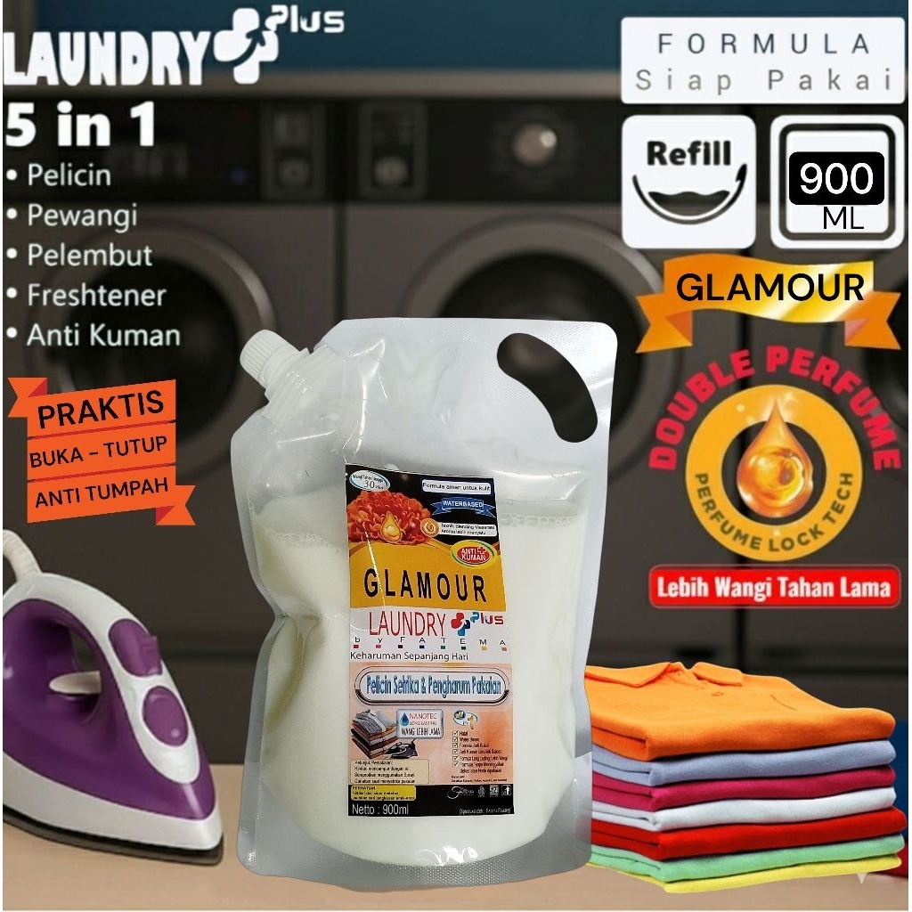 ( WANGI GLAMOUR ) LAUNDRY PLUS BY FATEMA PELICIN SETRIKA PENGHARUM PAKAIAN PEWANGI LAUNDRY PELEMBUT 