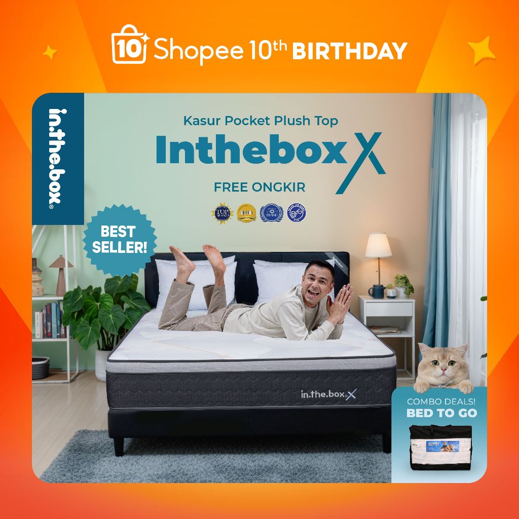 [PROMO] INTHEBOX X (Plush Top) Kasur Spring Bed | GRATIS Kasur Bed To Go + Bantal | Ukuran Kasur 90x