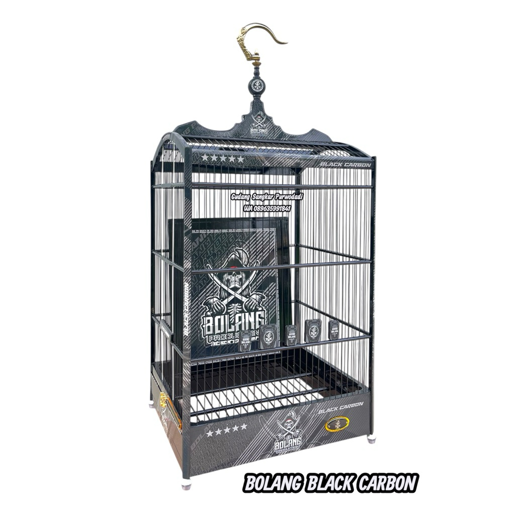 [Original 100%] Terbaru Sangkar Kotak Andri Bolang Black Carbon Jeruji Fiber Fullset + kerodong jers