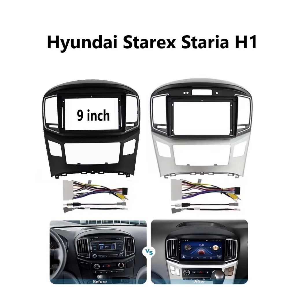Frame head unit android 9 inch Hyundai starex H1 2015 - 2018