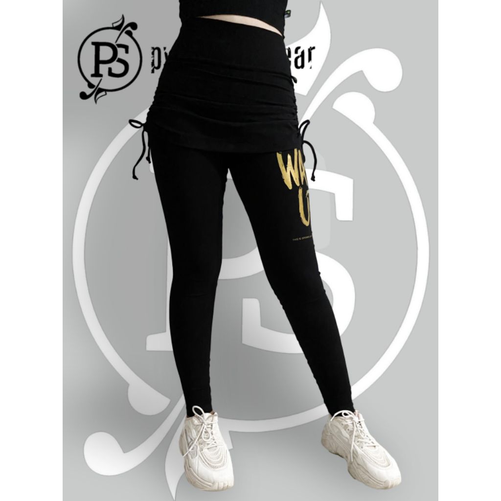 PYUR SPORT Legging rok Serut Hitam
