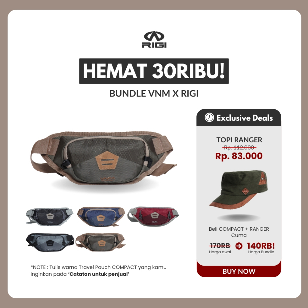 VNM Tas Pinggang Pria Tas Simple Tas Pria Waitsbag Tas Selempang Pria Waistbag Pria COMPACT