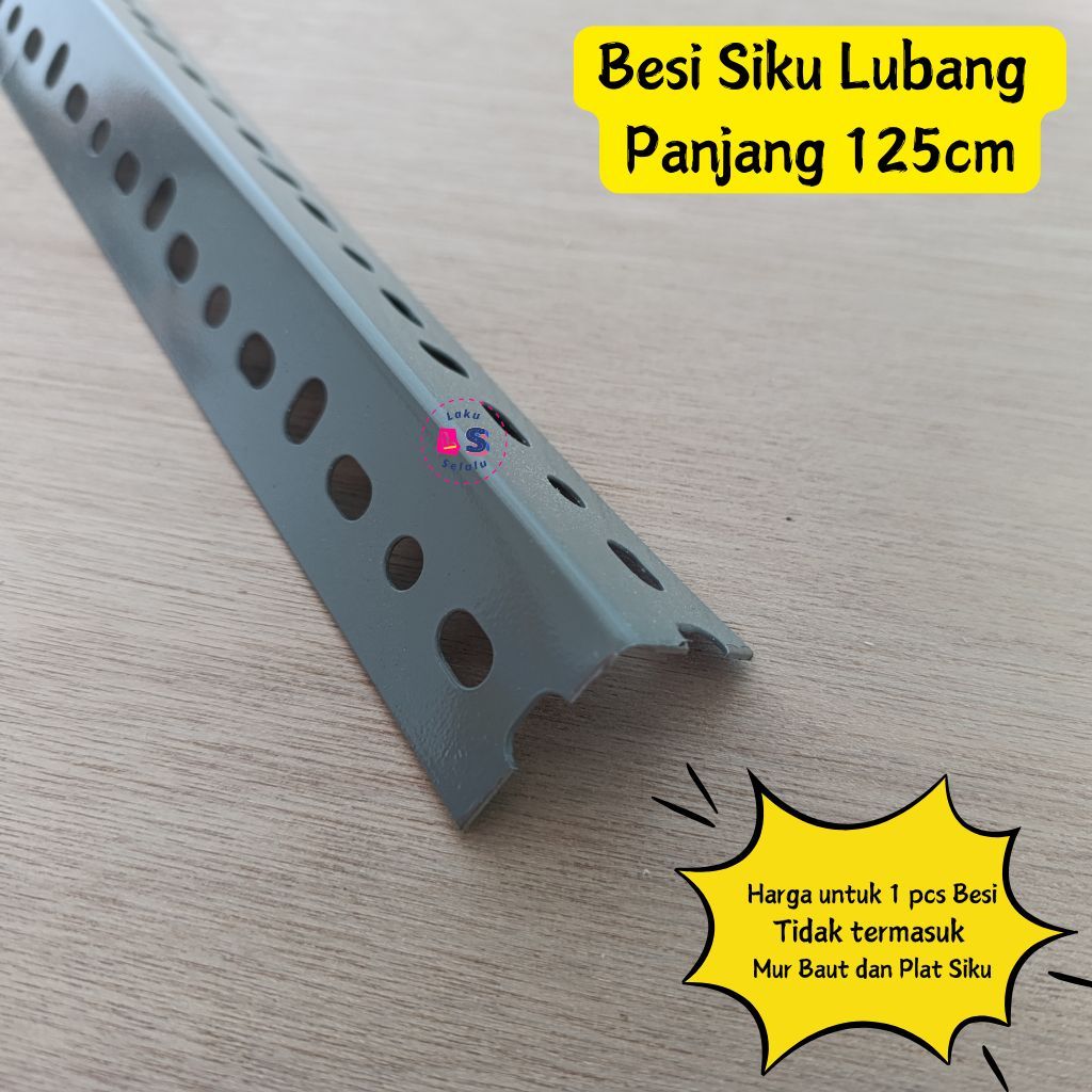 BESI SIKU LUBANG TEBAL 1mm PANJANG 125cm / BESI SIKU BAHAN RAK 1.25m