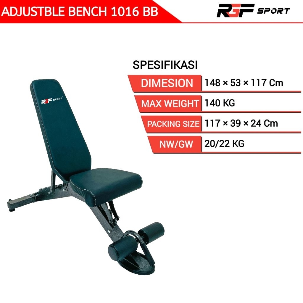 Alat Fitness Adjustable Bench Multifungsi RGF SPORT - 1016 BB