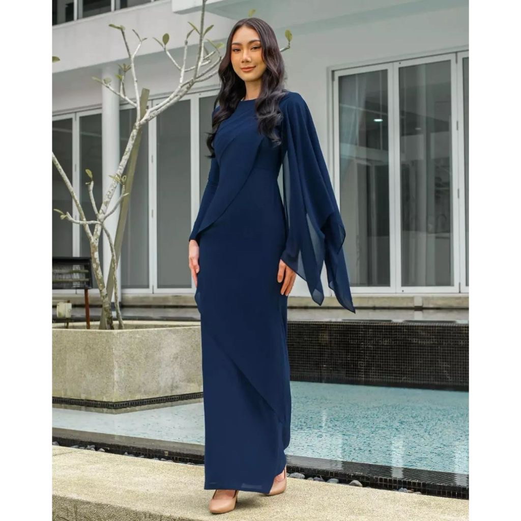 PRELOVED ABAYA GAUN DRESS KONDANGAN NAVY PESTA DRESS MALAYSIA PRESS BODY