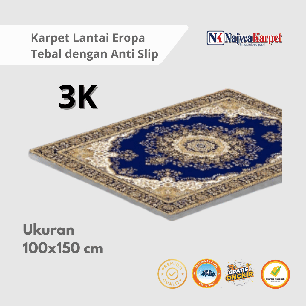 Karpet Lantai 3K - Karpet Lantai Polyester dengan Lapisan Anti Slip