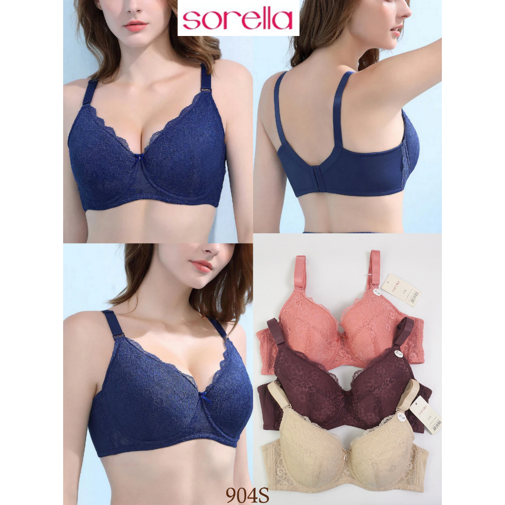 Bra Wanita Kawat Busa Tipis Renda SORELLA Full Cup Lightly Padded Lace Bra Size 34C s/d 40C Pakaian 
