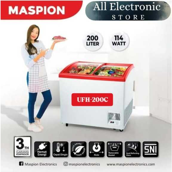 MASPION Chest Freezer UFH 200 C Sliding Door Freezer 200 Liter Sliding /  200 Liter