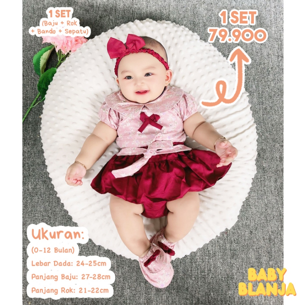 Baju Bayi Perempuan 0 6 Bulan Florida / Eliza Set