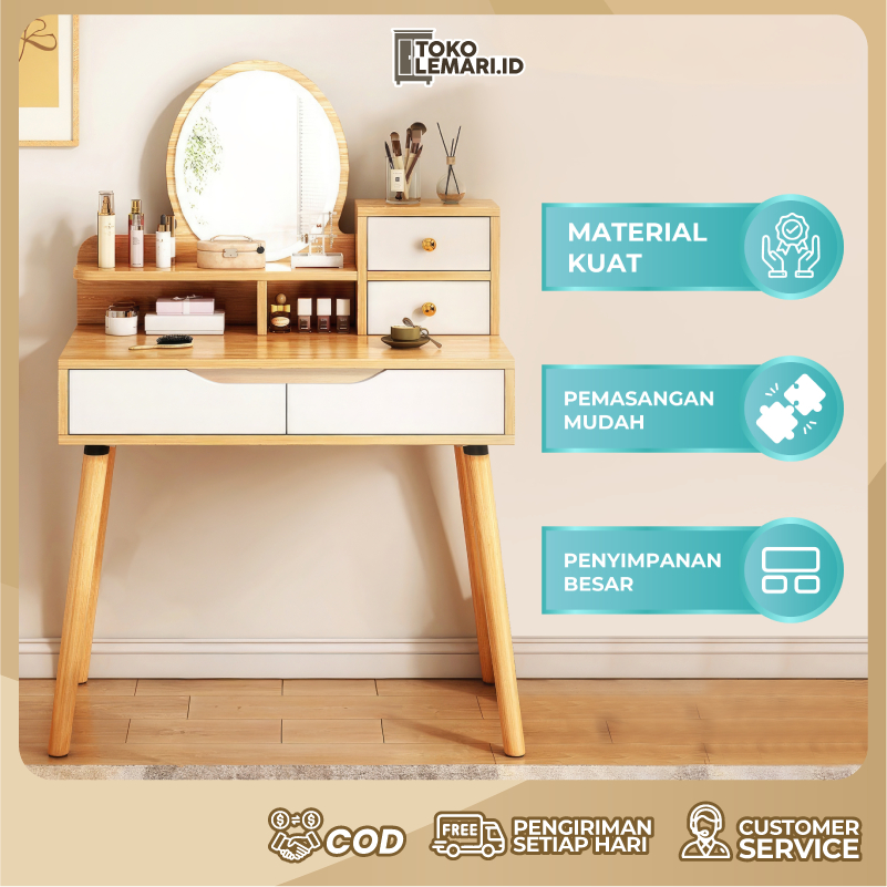 Tokolemari Meja Rias Kayu - Rak Make up - Meja Make up Minimalis