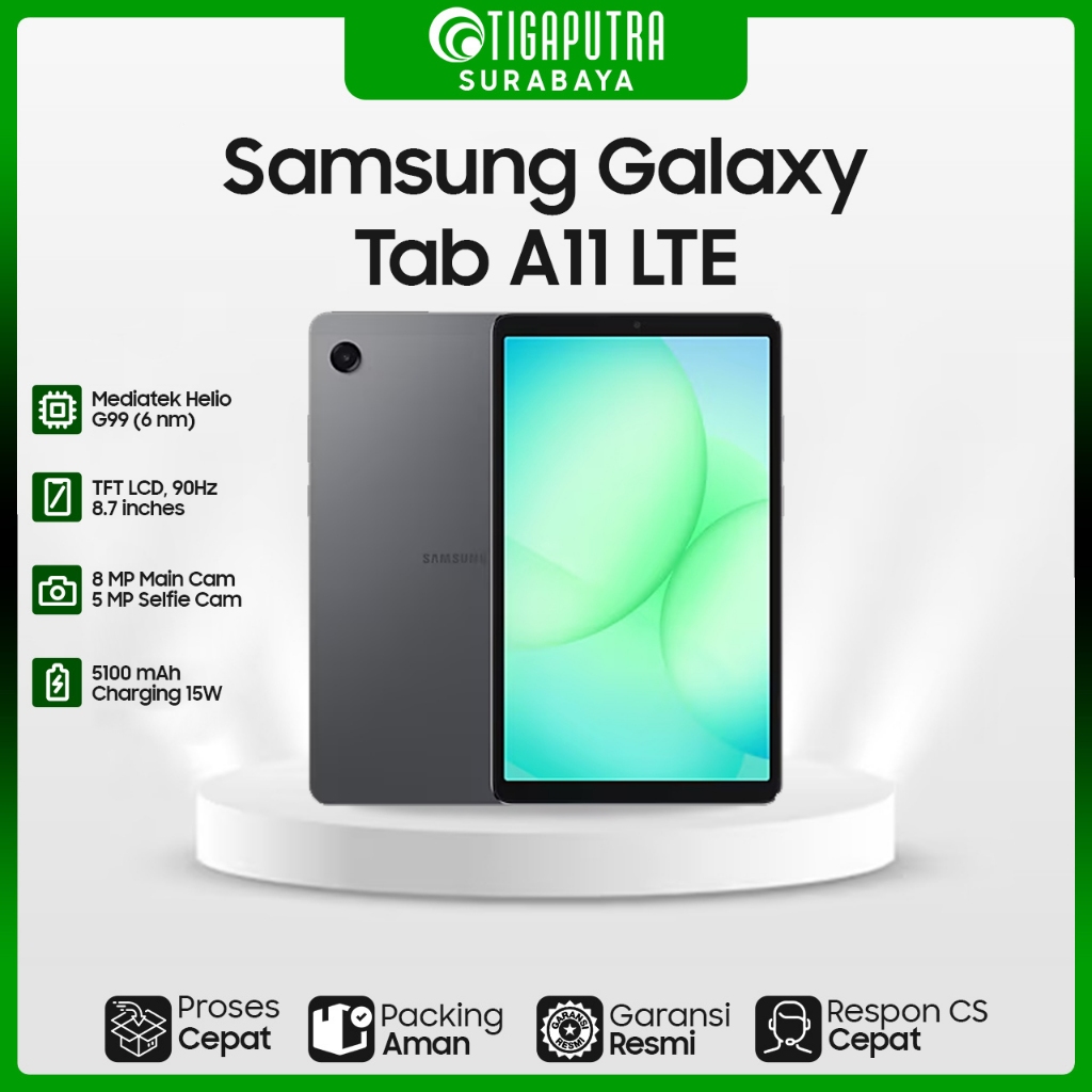 Samsung Tab A11 8`7 LTE WIFI (Ram 4GB, Rom 64GB, Battery 5100mAh) - GRAY