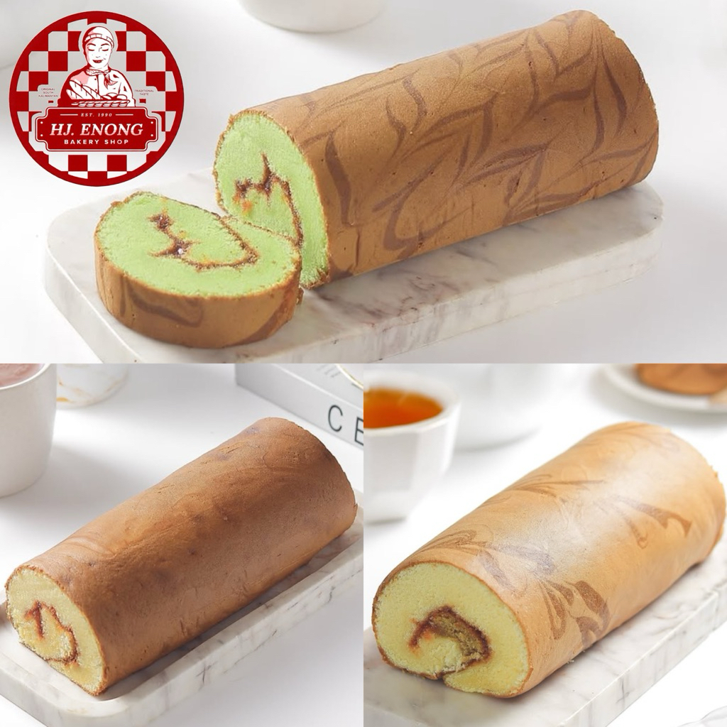 BOLU GULUNG HJ.ENONG ORIGINAL / PANDAN / MOCCA ( GRATIS PACKING KARDUS + Plastik hj.Enong )