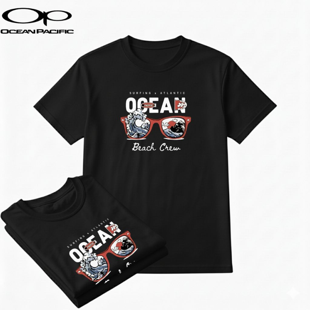 Baju Kaos Pria Terlaris Ocean Pacific Ocean Beach Crew/Op OBC01 Reguler Fit Cotton Combed 20s