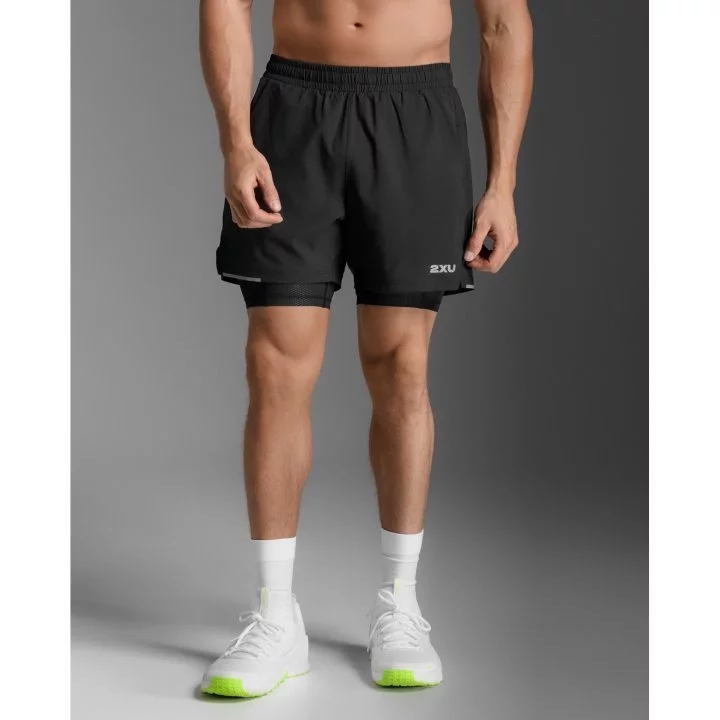 2XU Aero Mesh 2 In 1 5Inch Running Shorts Men - Black