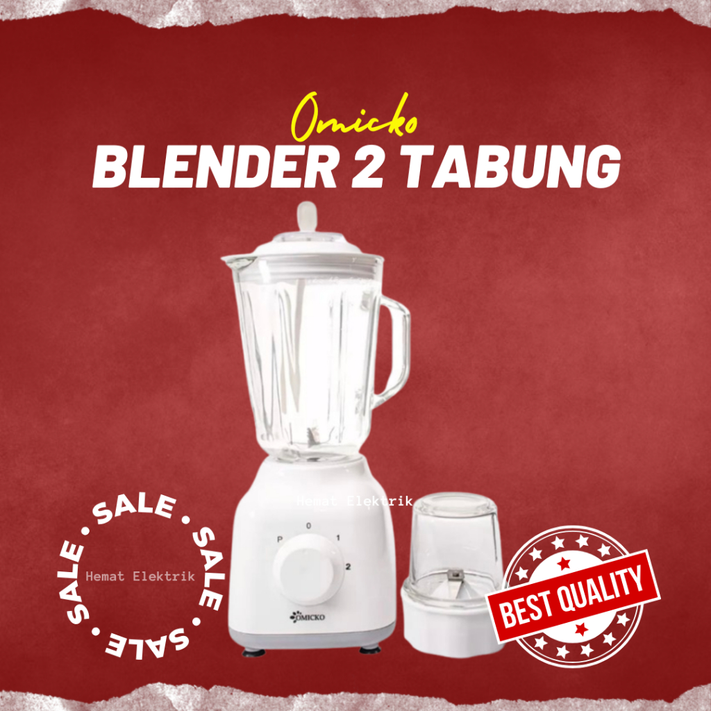 Blender Jus dan Buah Tabung Kaca/Plastik 1 Liter Omicko BL-310