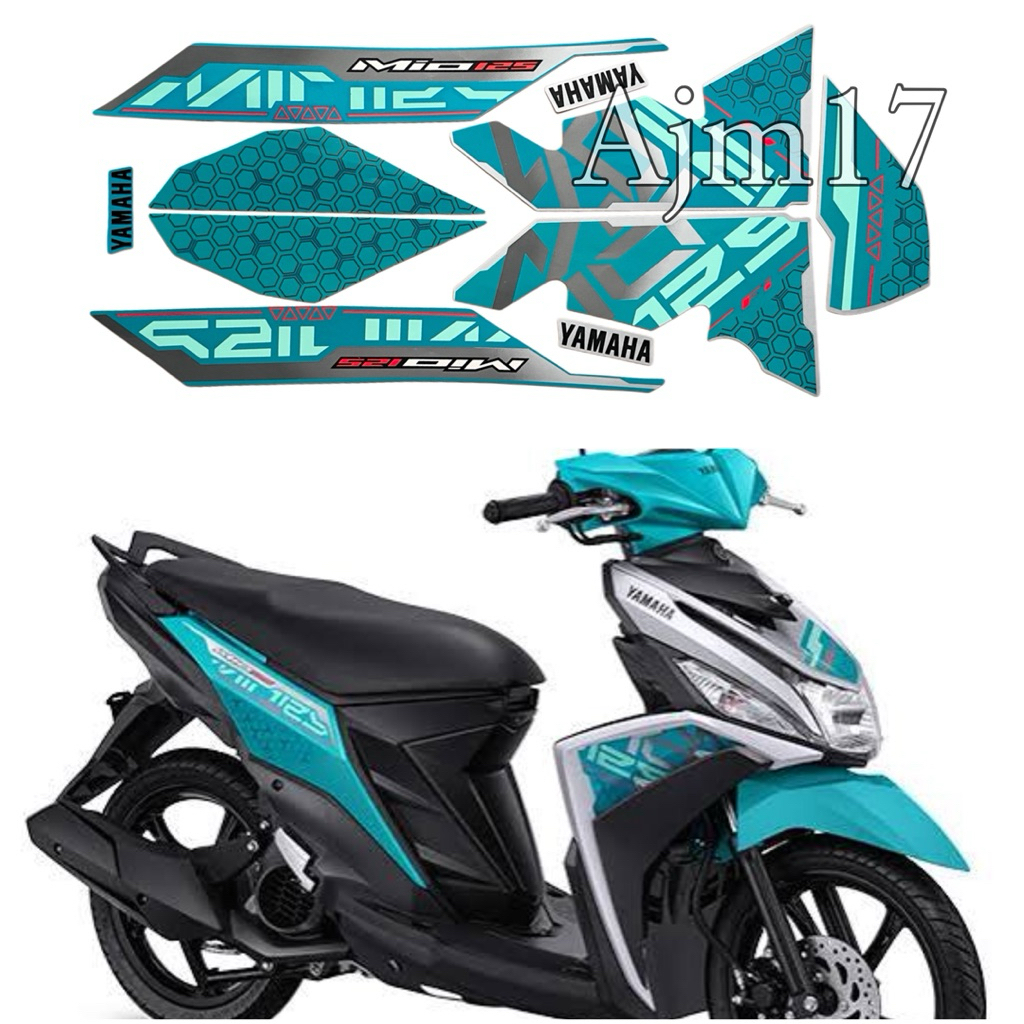 STIKER STRIPING MOTOR MIO M3 2025 BIRU TOSCA SILVER