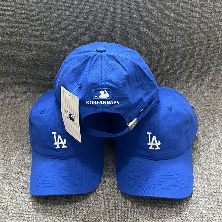 Topi Major League Baseball Korea Unstructured LA Bordir Blue White Biru Electric Small Logo Bordir C