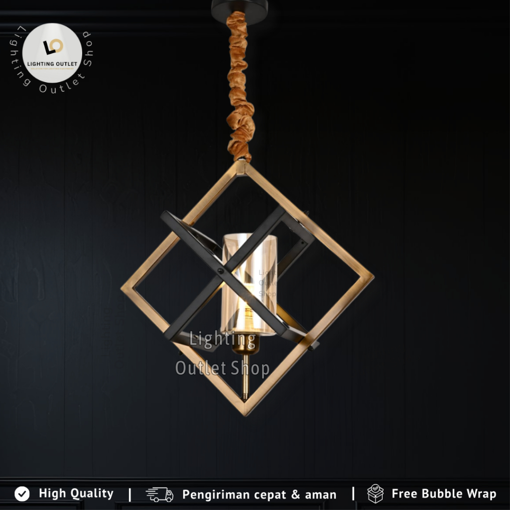 Lampu Hias Indoor Gantung Industrial Cafe / Mini Bar / Dapur Aesthetic Minimalis Modern Besi / Lampu