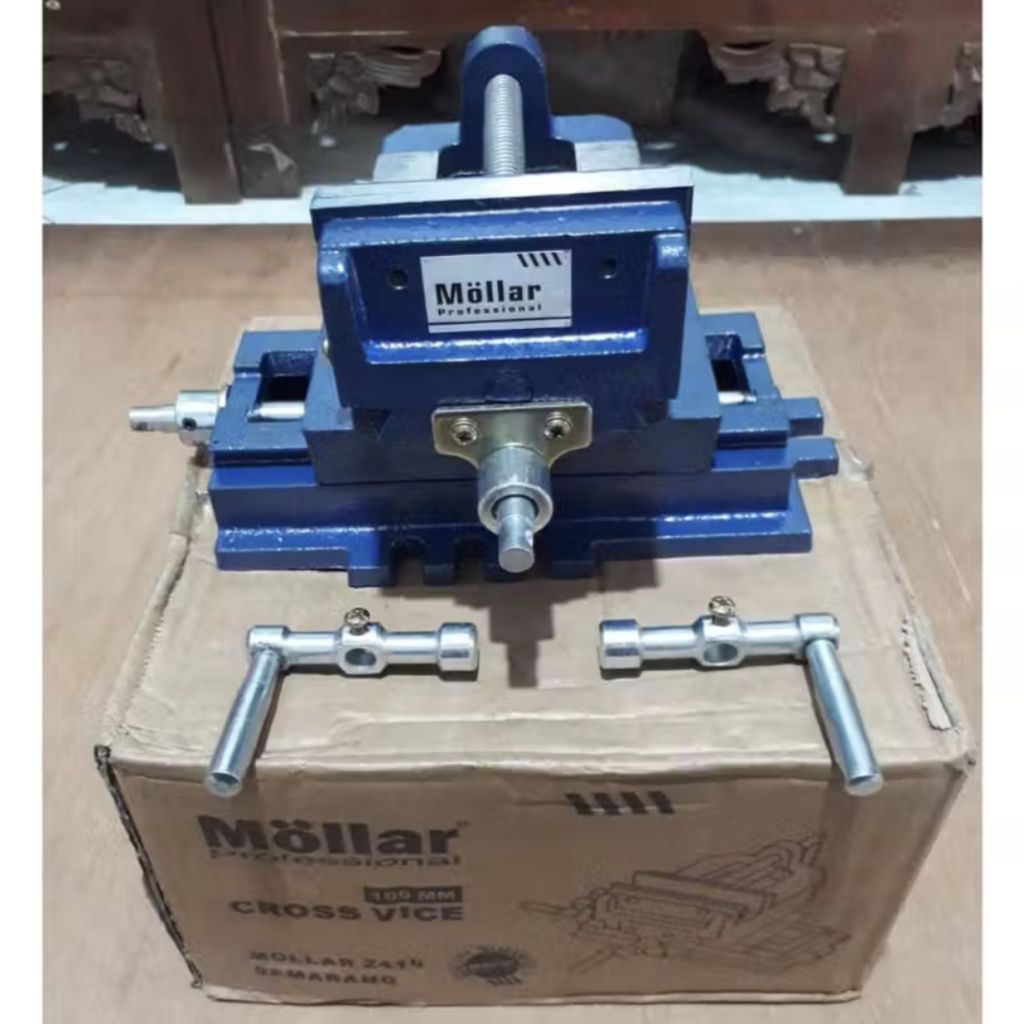Ragum duduk catok bench drill Cross silang 4" vice slide bor cnc