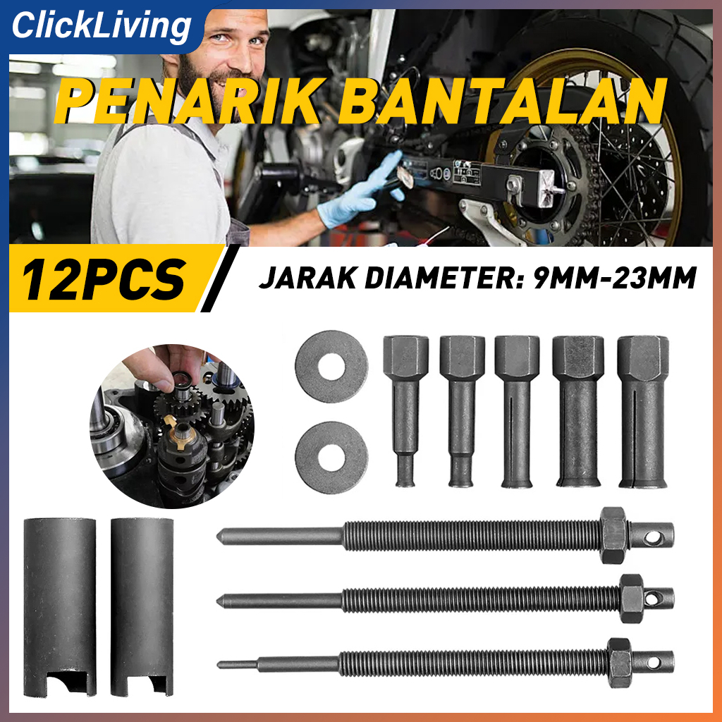 Alat Bongkar Pasang Bearing / Klaher Dalam - Heavy Duty Steel untuk Motor dan Mobil, Diameter 9-23mm