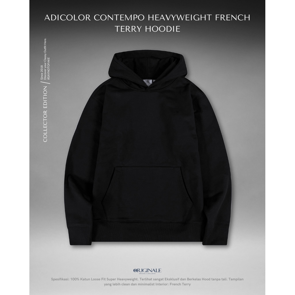 Hoodie Heavyweight Cotton Pria Adicolor Contempo - Black