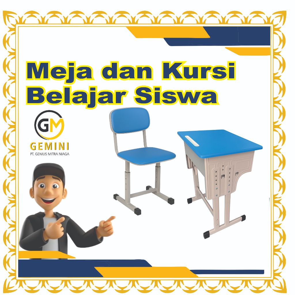 Set Meja dan Kursi Belajar Siswa Besi
