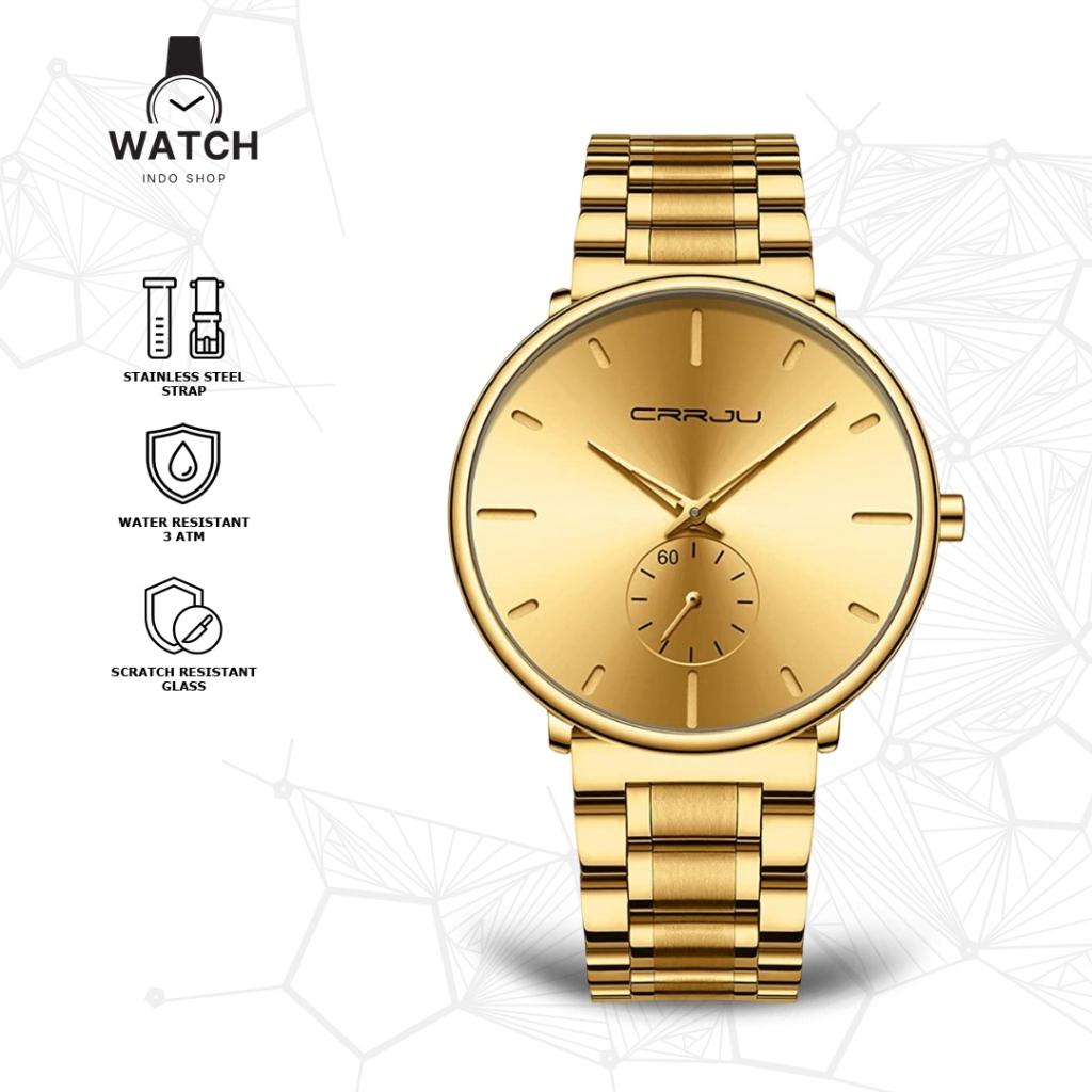 Indoshopwatches Jam Tangan Pria CRRJU 2150 Stainless Strap Water Resistant 3 Atm