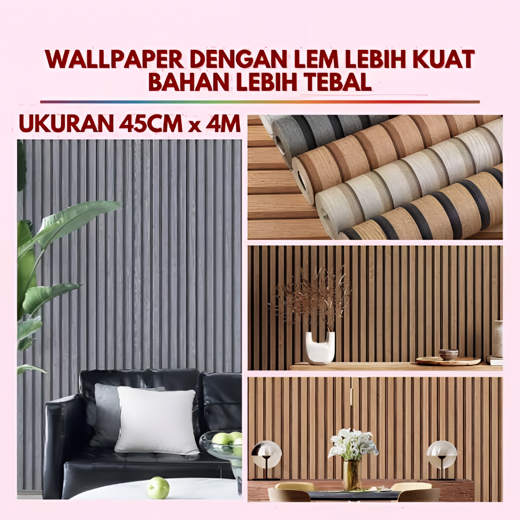 Wallpaper Dinding Kayu PVC Berperekat Mudah Dipasang dan Praktis