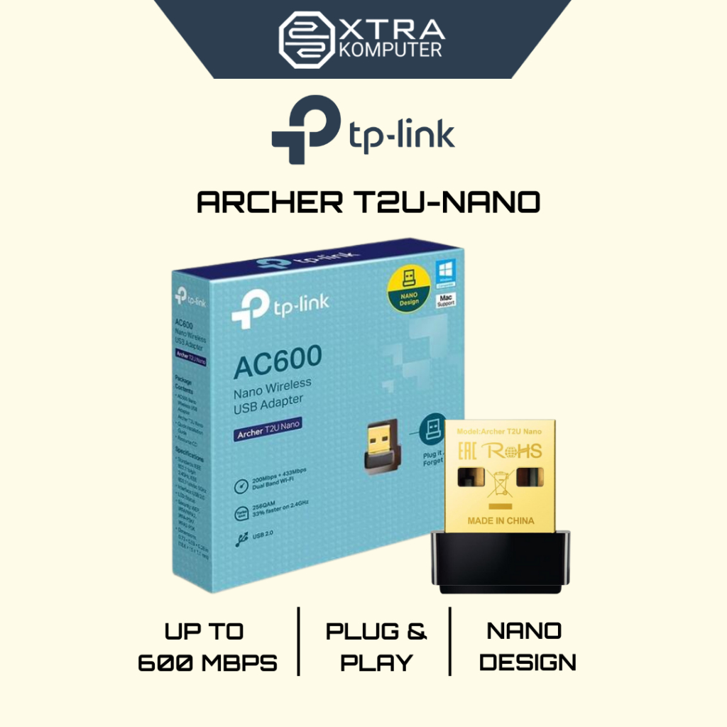 TPLINK TP LINK TP-LINK ARCHER T2U NANO AC600 USB WIFI RECEIVER ADAPTER