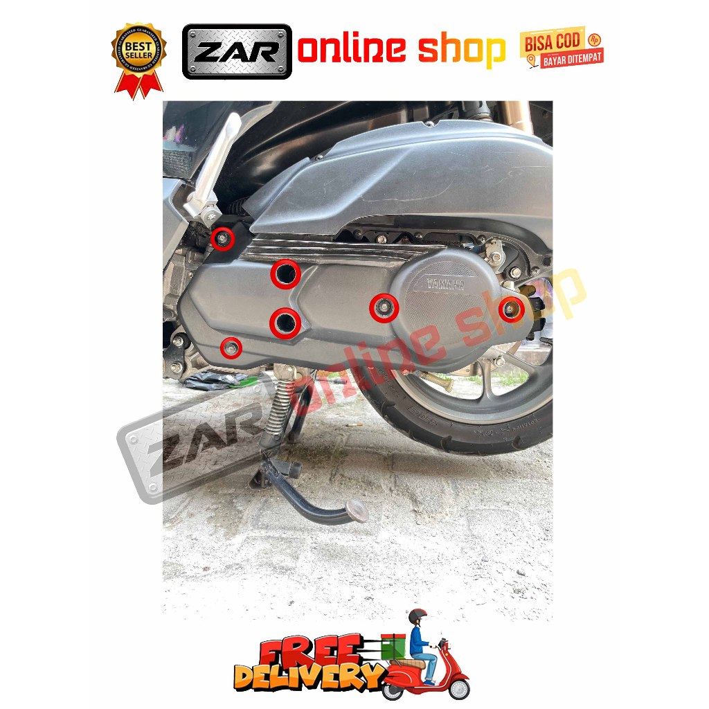 BAUT COVER CVT PLASTIK ( 6 BAUT ) MODEL 2 KUNCI AEROX OLD NMAX NEW N-MAX OLD NEO LEXI TURBO TAHUN 20