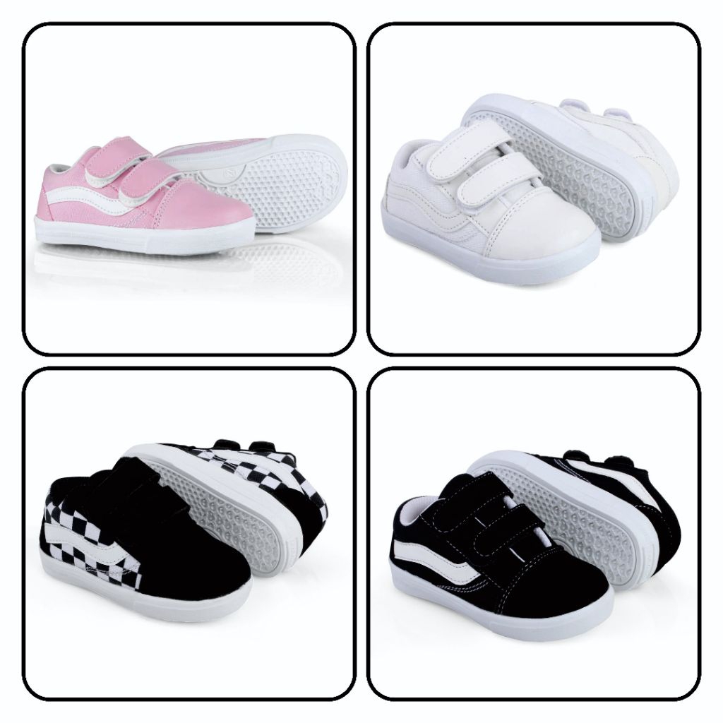 Sepatu Anak Cowok Cewek Garis Putih Samping Usia 1 2 3 4 5 Tahun