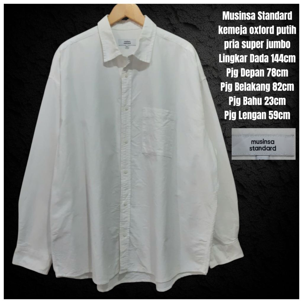 Musinsa Standard kemeja oxford putih pria super jumbo