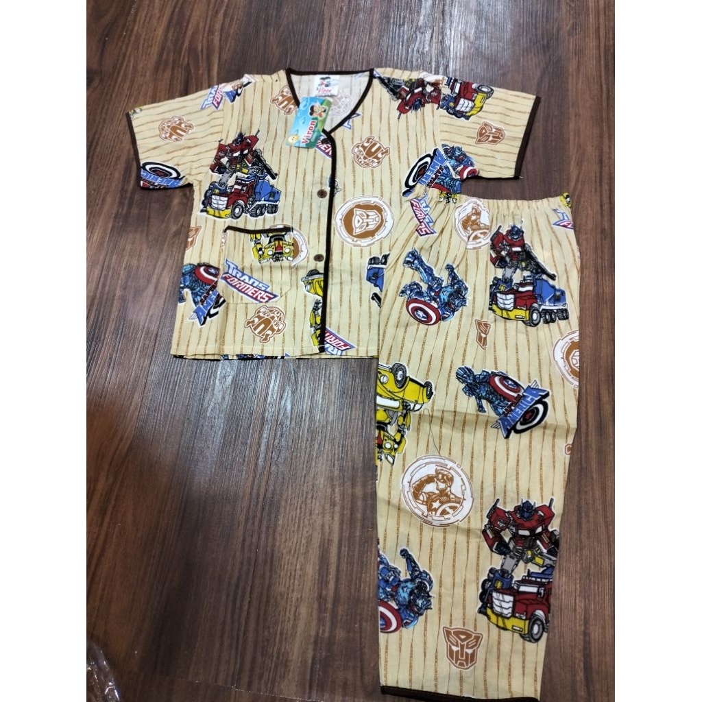 Baju Tidur Anak Cowok Viron Katun Premium Piyama Anak Katun Adem Size 1-16