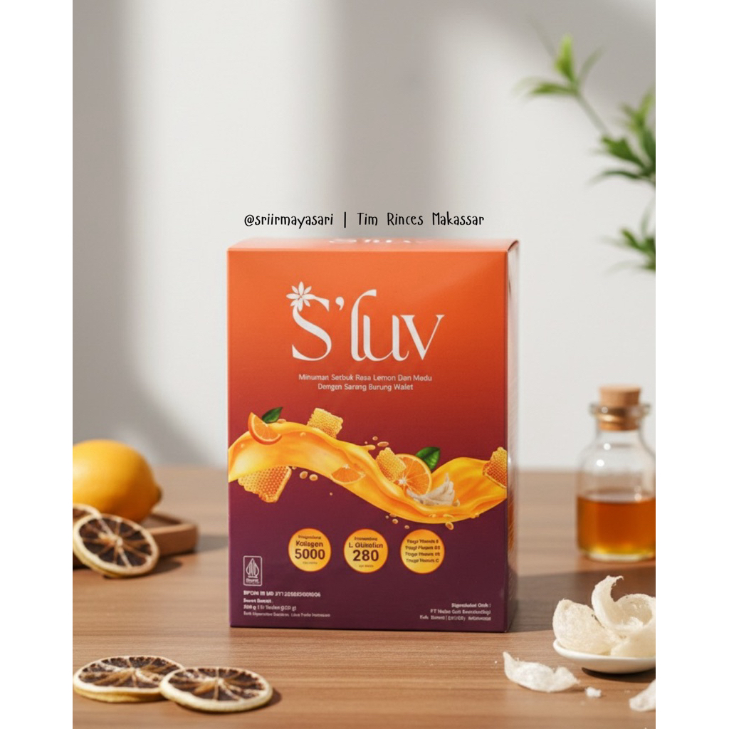 S’luv Collagen 5000mg Glutathione 280mg Minuman Pencerah Kulit Lemon Madu Sarang Burung Walet BPOM