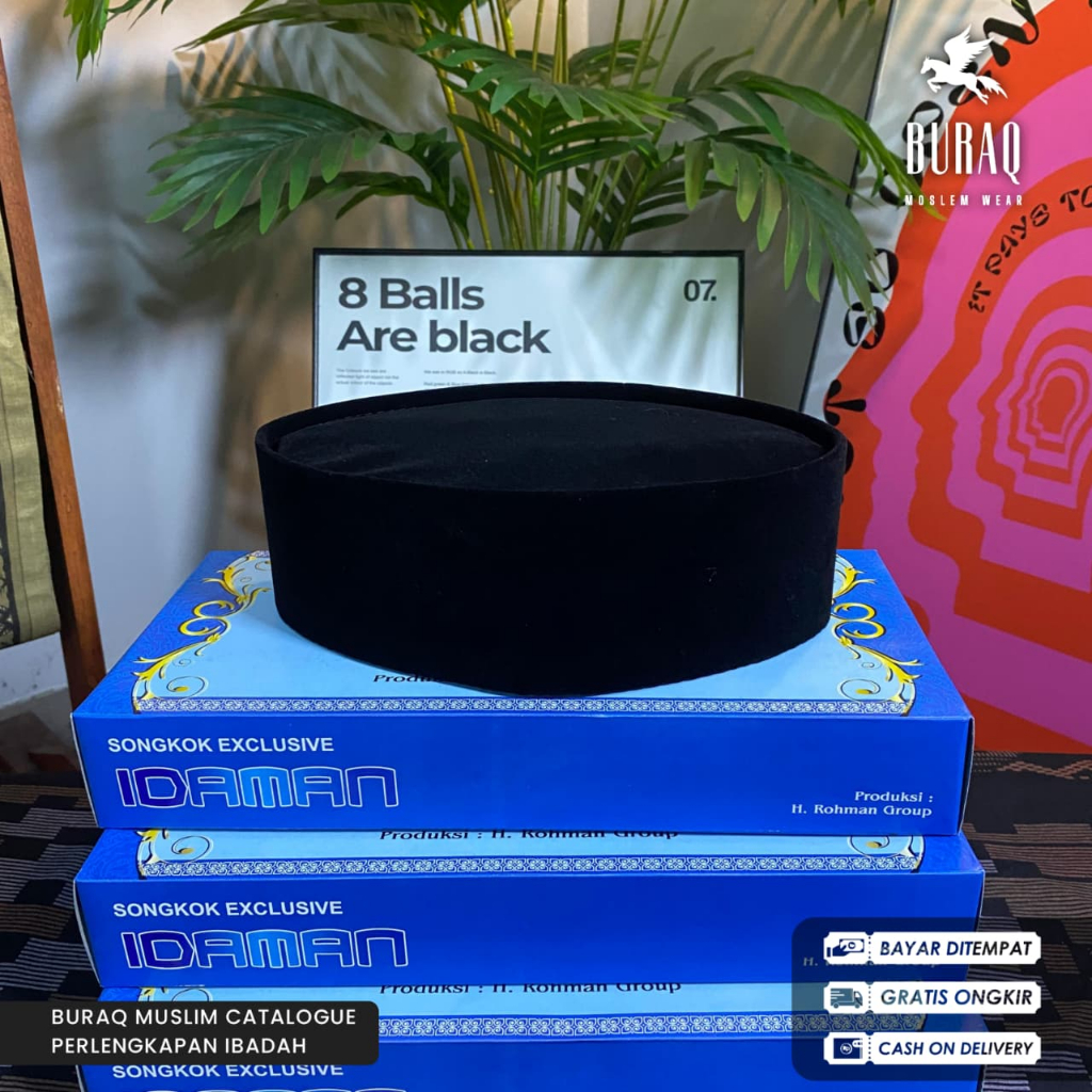 cuci gudang kopiah peci songkok hitam pendek tinggi 6,7,8,9 cm ukuran anak dan dewasa bayar di