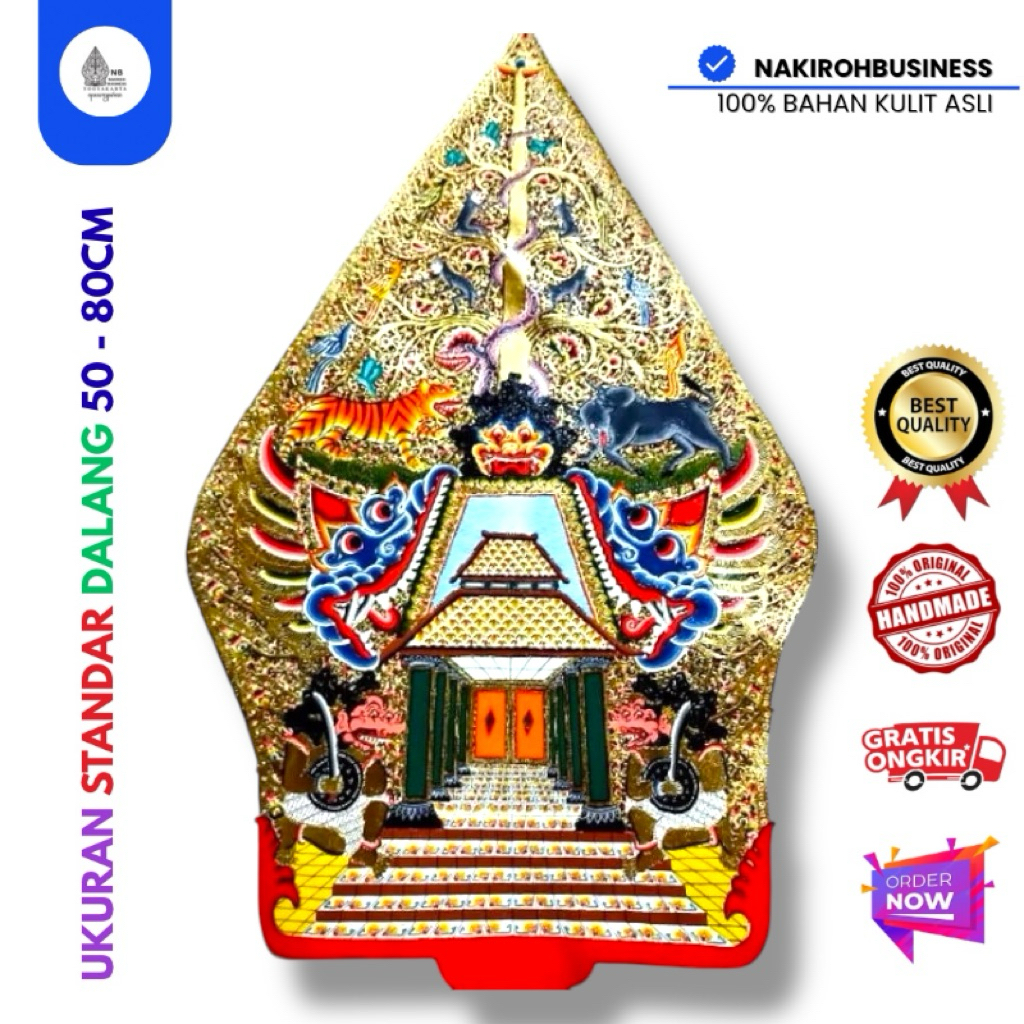 NAKIROHBUSINESS Wayang Kulit Kerbau Gunungan/Gunungan Kayon Ukuran 80cm Asli Kualitas Alusan Super P
