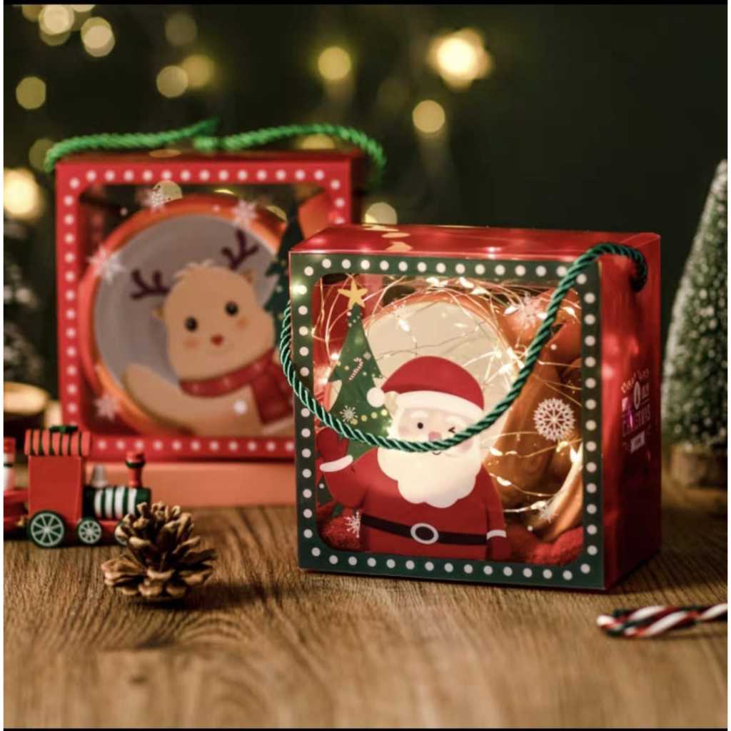 kotak mika natal / christmas gift box / paper bag goodie bag natal xmas tas kado kotak kado hampers 