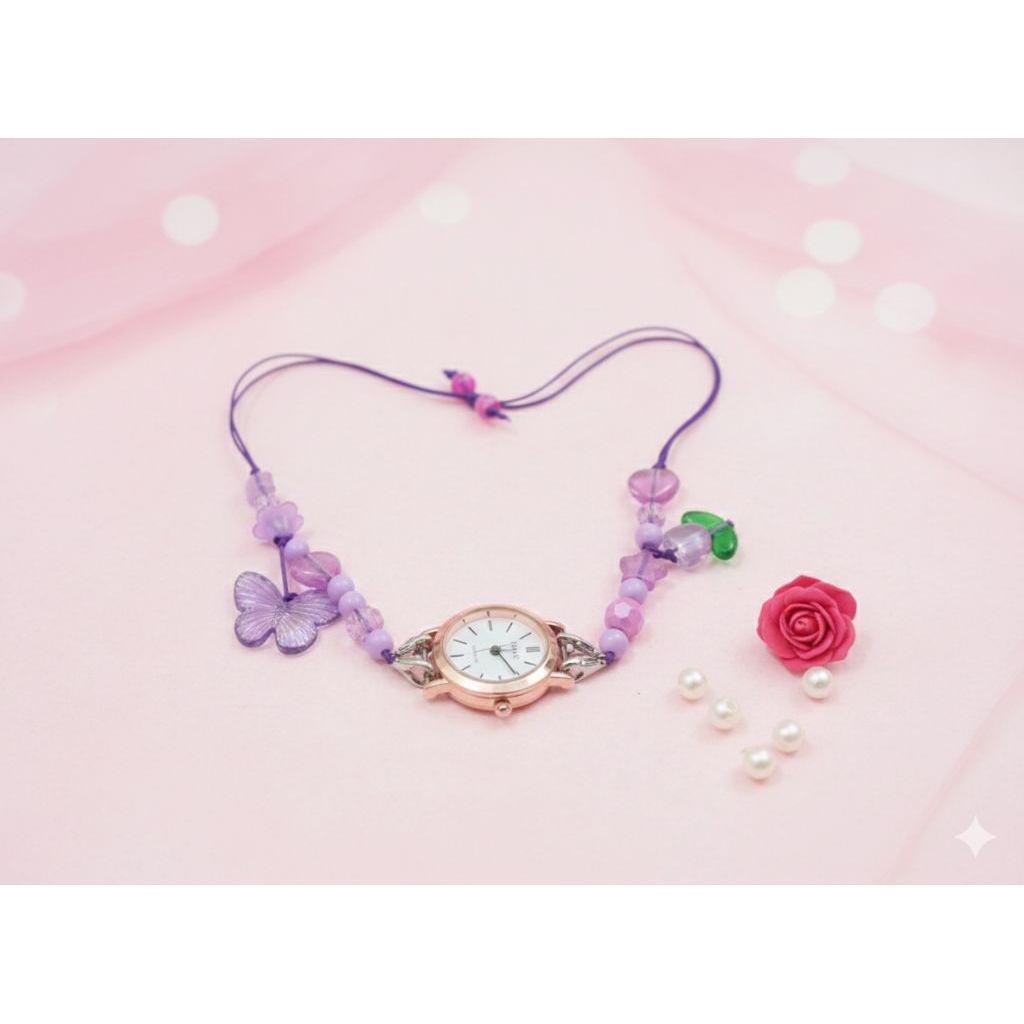 Jam Tangan Wanita Model Gelang Serut Manik