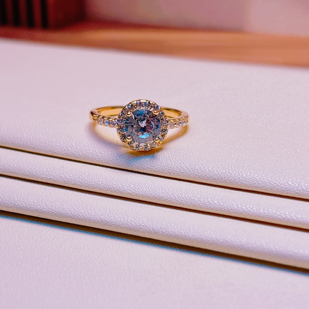 aIsh.Jewelry Cincin Solitare Bulat Ad Cor Emas 18 Karat